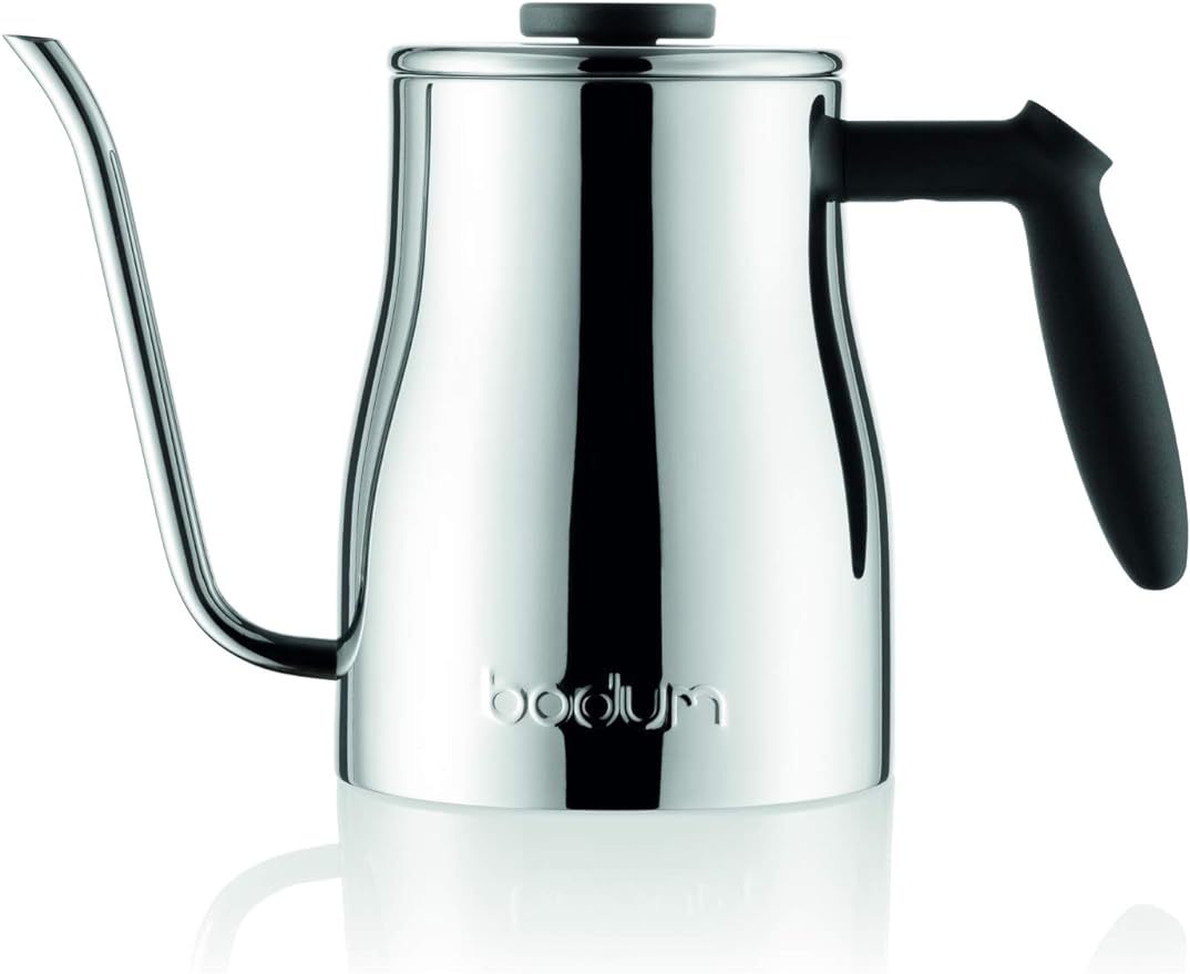 Bodum Bistro Gooseneck Stovetop Water Kettle, Chrome, 34 Ounce