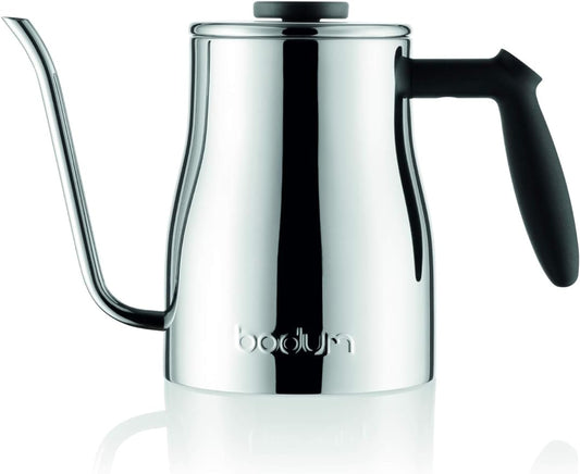 Bodum Bistro Gooseneck Stovetop Water Kettle, Chrome, 34 Ounce