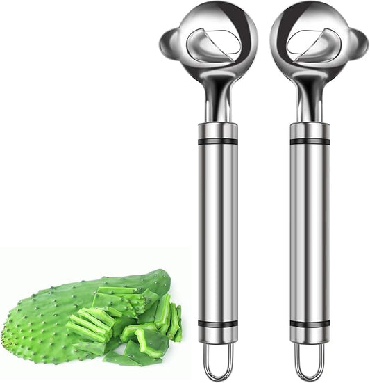 Cactus Peeler Tool, 2 Pack Stainless Steel Pelador de Nopales, Spoon Cactus Thorn Removal Tool, 7.48x1.89in Portable Tools for Kitchen Accessory