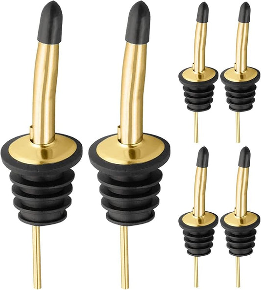 Pafusen 24 Pack Liquor Bottle Pourers, Liquor Pour Spout for Liquor Bottles, Stainless Steel Olive oil Dispenser Spout, Alcohol Pourer Spouts Dust Caps Covers, Gold