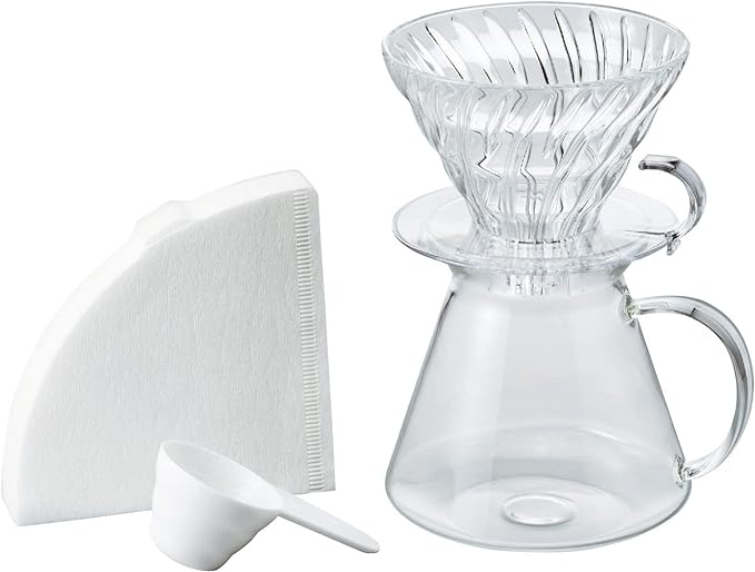 Hario "Simply Hario" V60 Glass Pour Over Coffee Set, Size 02