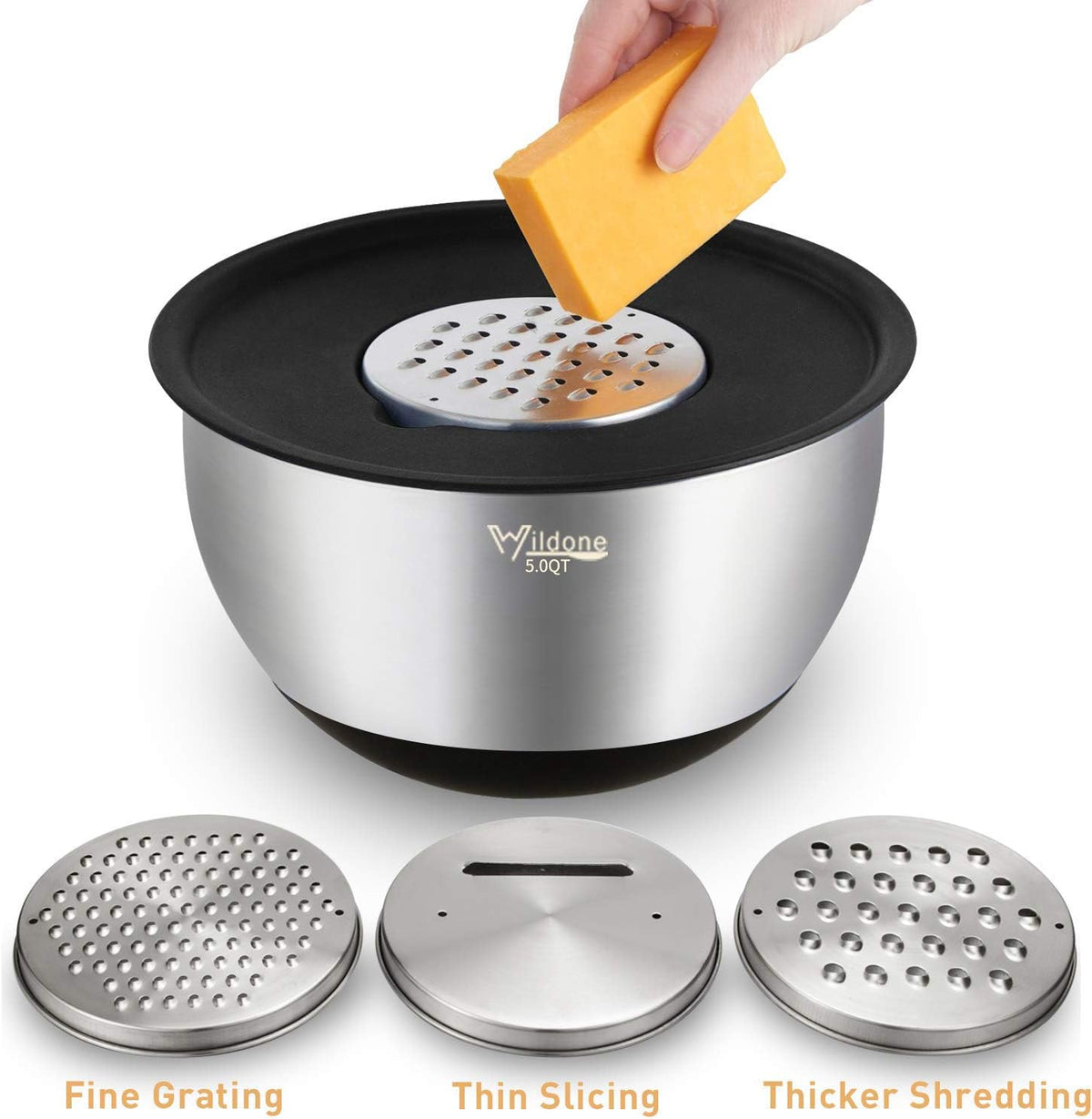 Mixing Bowls with Airtight Lids Set, 5PCS Stainless Steel Nesting Bowls – close-up