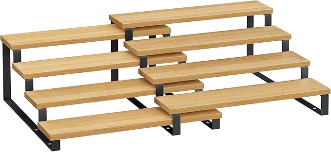 Spice Rack Set of 2, Natural Beige and Ink Black Tiered Risers