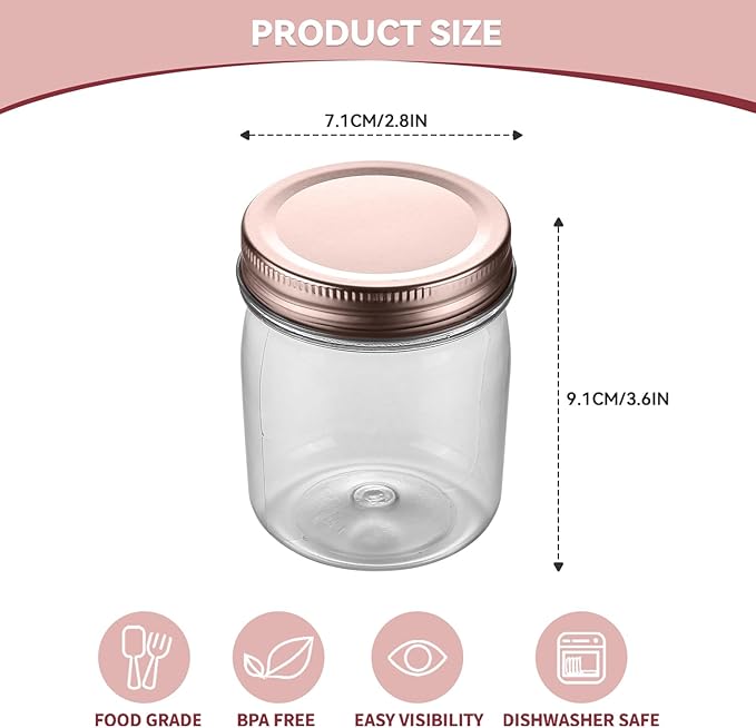 Clear Food Storage Jars, 8 oz 16-Pack with Screw-On Lids
