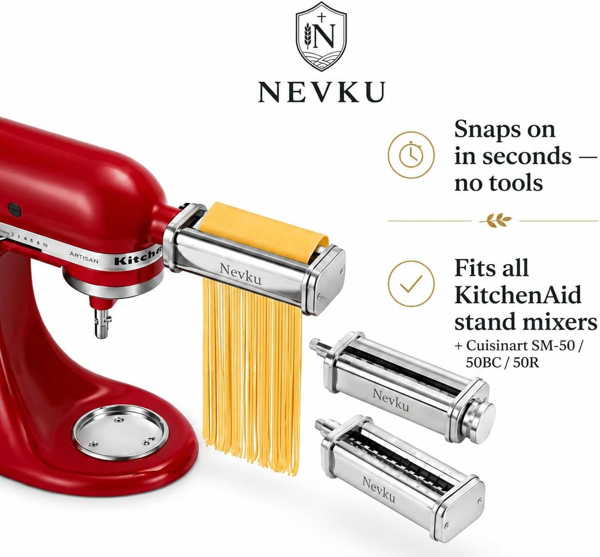 Pasta Maker Attachments Set for all KitchenAid Stand Mixer, including Pasta – alternate view