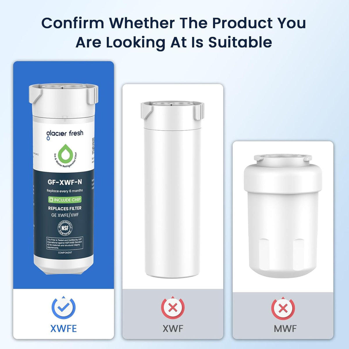 XWFE (Built-in CHIP) Refrigerator Water Filter Pack of 1 – close-up