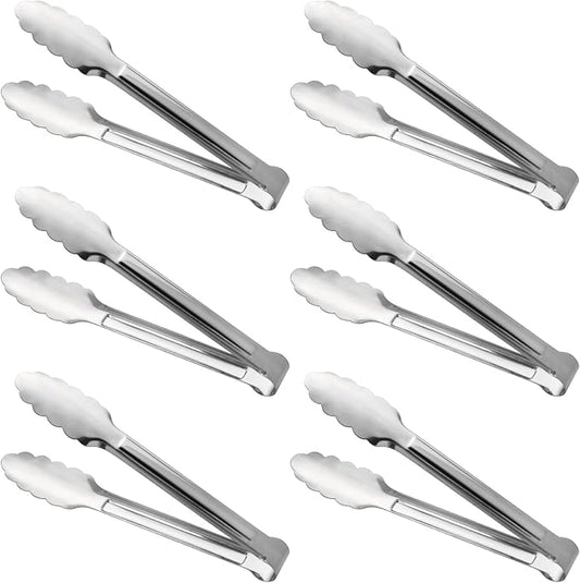 Stainless Steel Food Tongs - Serving Tong Set of 6 (12 Inch)