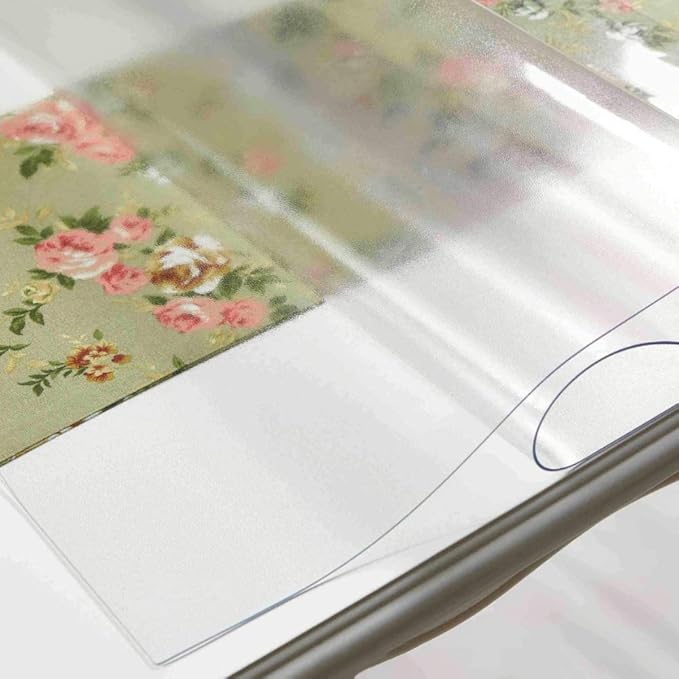 NECAUX Custom 24 x 56 Inch Frosted Table Cover Protector, 1.5mm Thick Plastic Water Resistent Heavy Duty Desk Pad Mat Non-Slip Tablecloth Protector for Coffee Table, Sofa Table, Media Stand