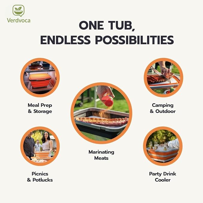 16L Black Collapsible BBQ Prep Tub - Image 8