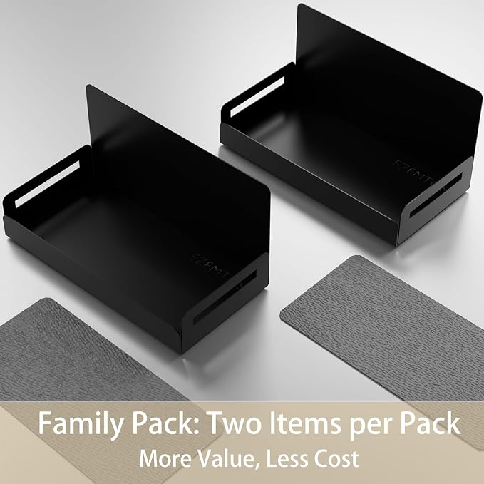 Spice Racks, 2-Pack Black Metal Magnetic Shelves, 20 lb Hold
