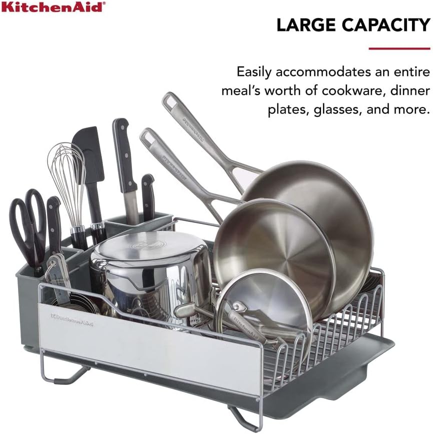 Large Capacity Full Size Rust Resistant Dish Rack with Angled Drain Board – features