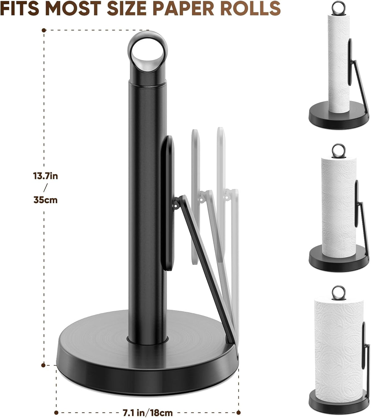 Heavy-Duty Paper Towel Holder with Tension Arm, Countertop(1, Black) – detail