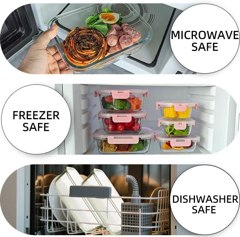 12 Pack Glass Storage Containers Transparent, Stackable Design Meal Prep – features