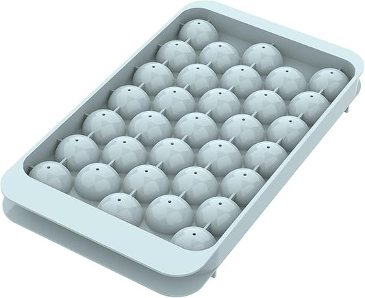 WIBIMEN Ice Cube Tray with Lid - Round Ice Tray for Freezer with Lid - Ice Cube Trays for Freezer (One Tray Only)