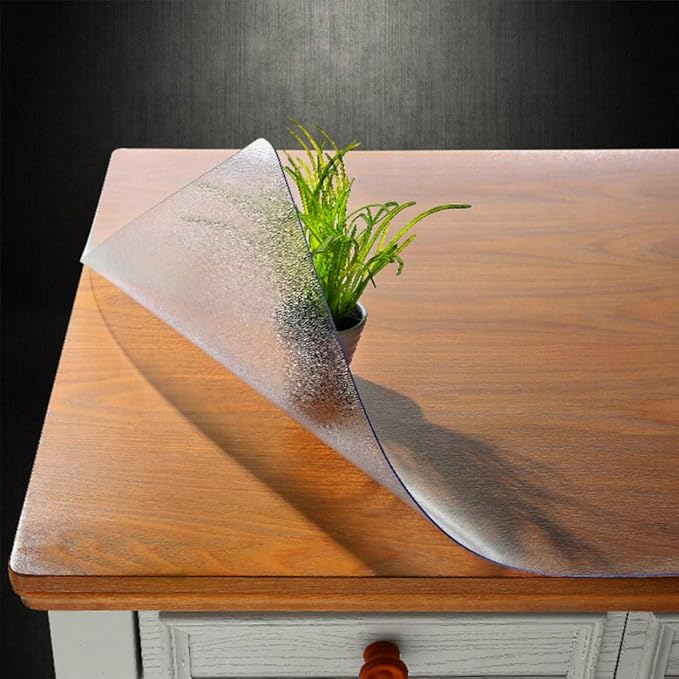 NECAUX Custom 12 x 44 Inch Frosted Desk Cover Protector, 1.5mm Thick Plastic Desk Pad, Desk Protector Frosted, Desk Mats on top of Desks, Vinyl Table Cover Protector for Computer Desk, Writing Desk