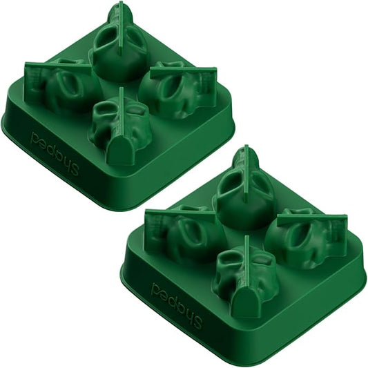 SHAPED 2-PACK 3D Ancient Alien Ice Mold Trays, Flexible Silicone Alien Figure Makers for Ice Cubes, Soaps, Chocolates, DIY Figures, Cookies, Resin Models