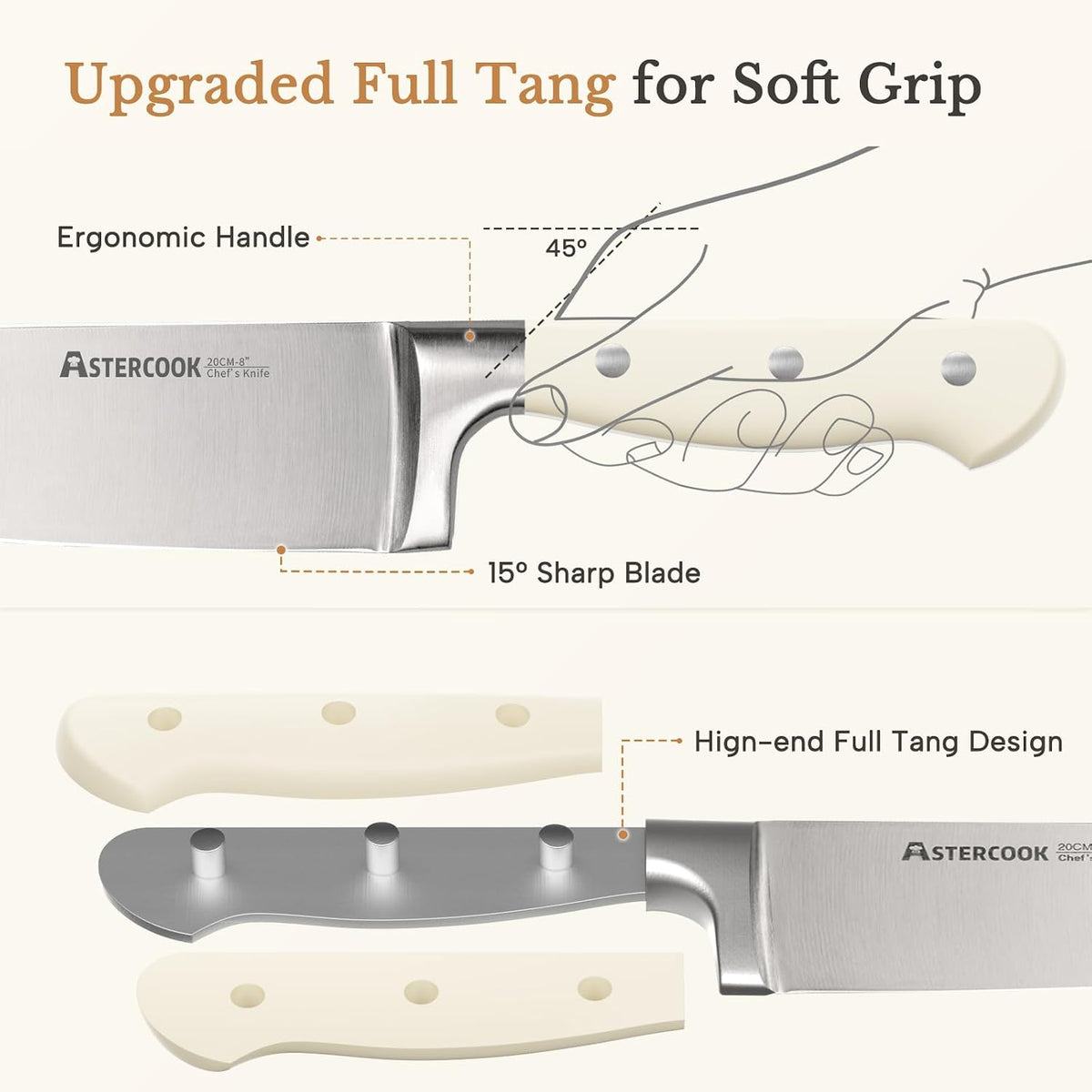 Knife Set, Kitchen Knife Set with Block 14-Piece Full Tang Stainless Steel – alternate view