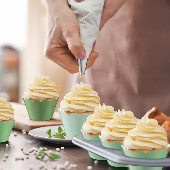 Baking Cups 100 Count Sage Green Cardboard Cupcake Liners