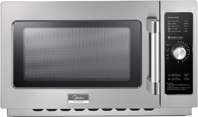 Midea Equipment 1034N0A Countertop Commercial Microwave Oven with Dial, 1000W, Stainless Steel, 1.2 CuFt