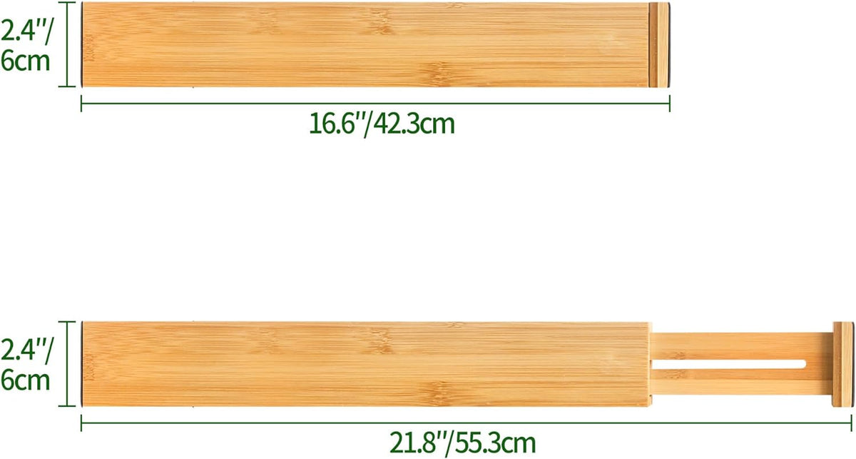 6-Pack Adjustable Bamboo Drawer Dividers, Expandable Drawer Organizer – alternate view