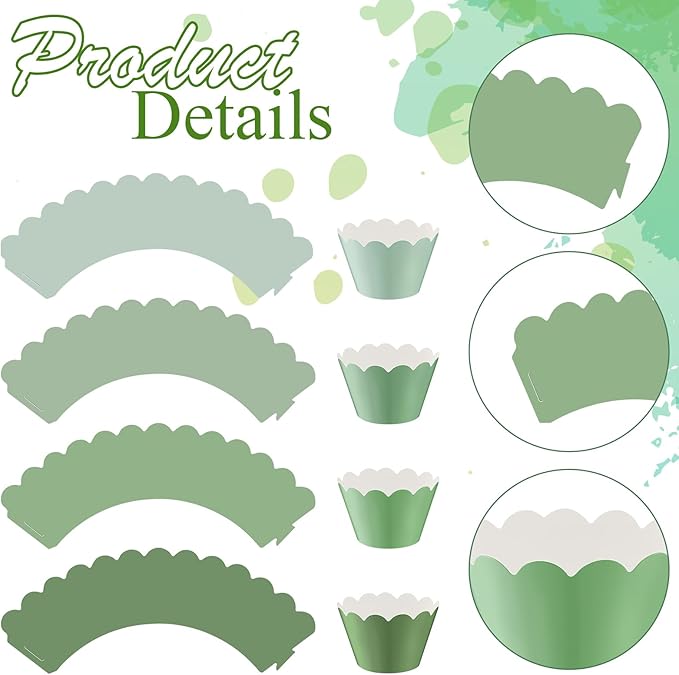 Baking Cups 100 Count Sage Green Cardboard Cupcake Liners