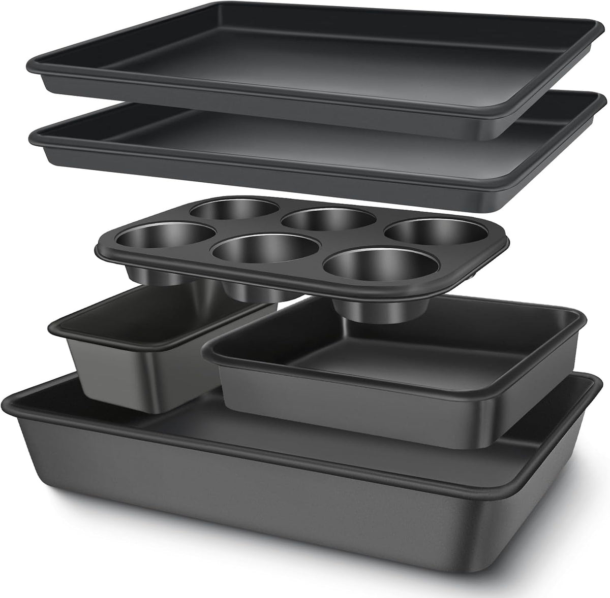 Baking Pans Set, Nonstick Bakeware Sets, Oven Pans for Cooking, 6 Pieces Baking