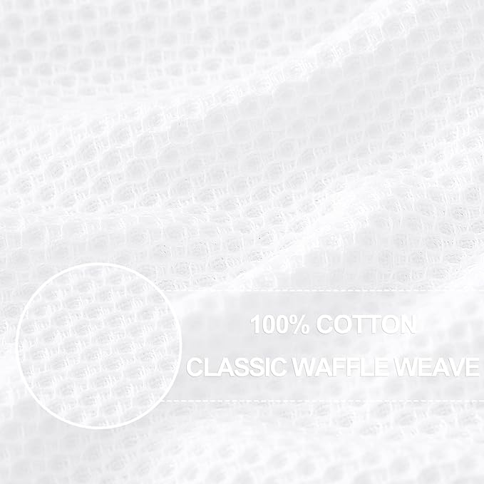 100% Cotton Oversized Waffle Weave Kitchen Dish Towels – White
