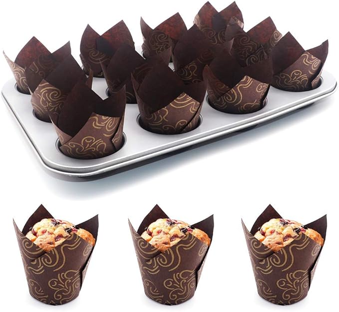 Baking Cups - 150 Count Tulip Paper Cupcake Liners, Grease-Proof