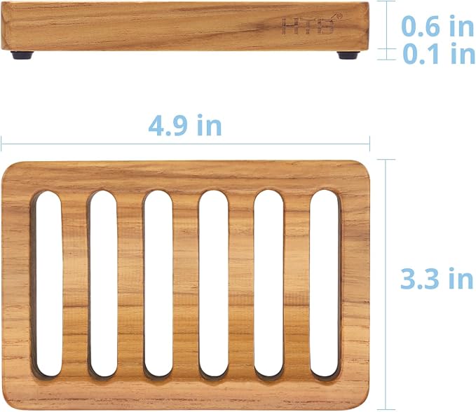 Soap Dish 2-Pack Teak Wood Self-Draining Shower Holder