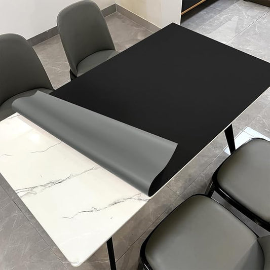 Leather Table Pad,1.8mm Thick,40x72 Inch,Dining Table Pad,Table Pads for Dining Room Table Rectangular,Table Protectors for Rectangle Tables,Dining Table Cover(Black+Gray,40x72)