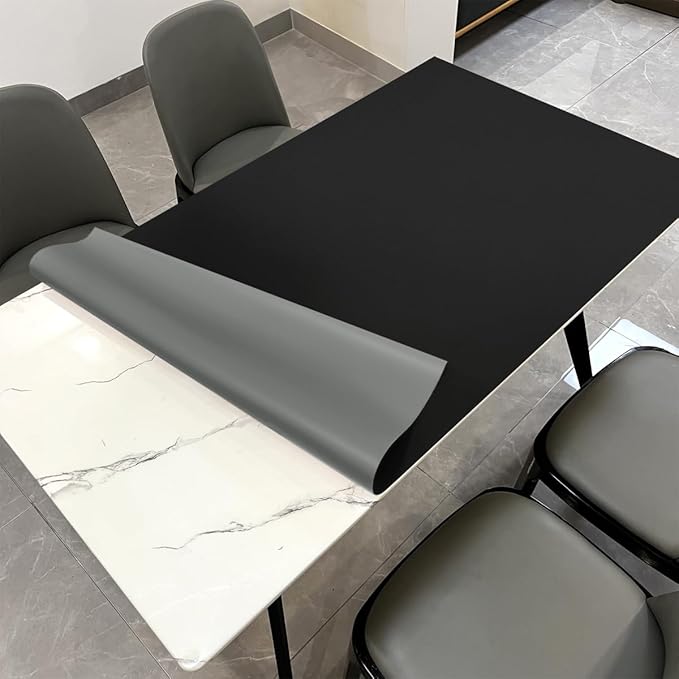 Leather Table Pad,1.8mm Thick,40x90 Inch,Dining Table Pad,Table Pads for Dining Room Table Rectangular,Table Protectors for Rectangle Tables,Dining Table Cover(Black+Gray,40x90)