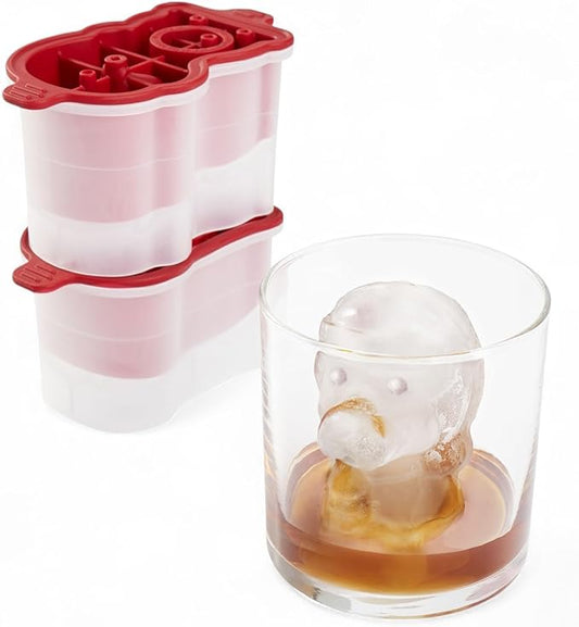 Tovolo Dog Ice Cube Mold Holiday Pup Shaped Sphere Ice Molds Set of 2 Festive Christmas Stocking Stuffer for Adults, Large Slow Melting Dishwasher Safe Silicone Holiday Ice Cube Molds