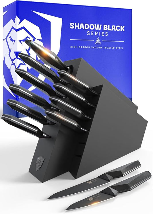 DALSTRONG 12-piece Professional Knife Block Set - Shadow Black Series - Black Titanium Nitride Coated - High-Carbon Stainless Steel Knife Set with Block - NSF Certified Premium Kitchen Set