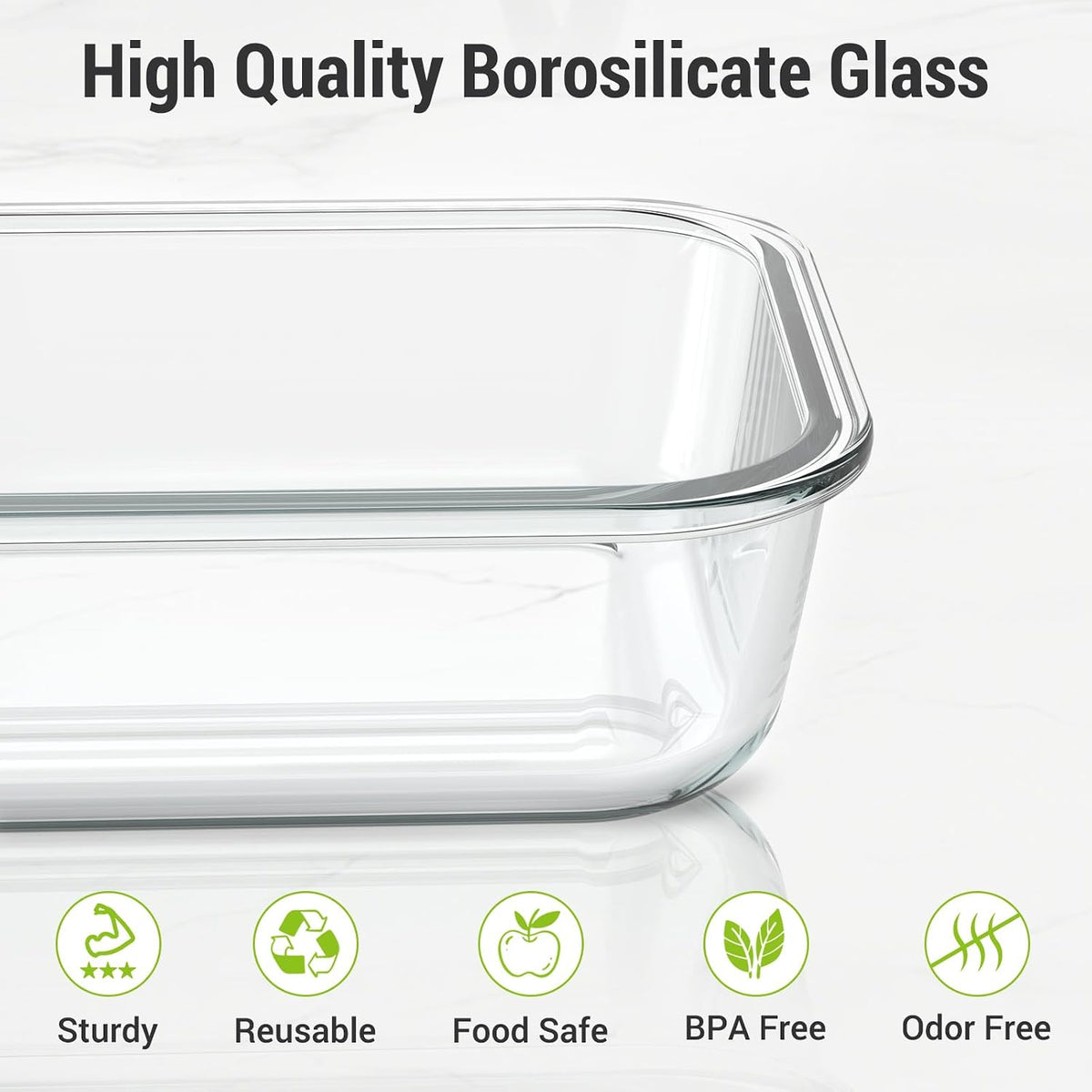 10 Sets 36 oz & 12 oz Glass Food Storage Containers with lids, Gray – close-up