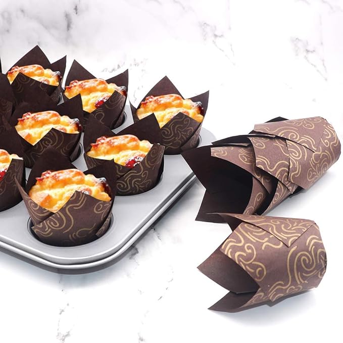 Baking Cups - 150 Count Tulip Paper Cupcake Liners, Grease-Proof