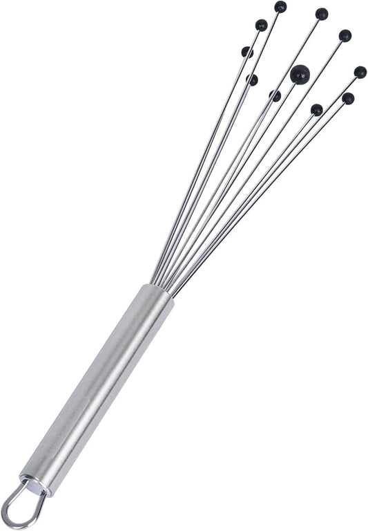 Restaurantware-German Standard 10.6 Inch Ball Whisks, 24 Kitchen Whisks With Silicone Balls - Ergonomic Handle, Dishwashable, Stainless Steel Manual Egg Beater, Durable, For Whisking, Stirring, Mixing