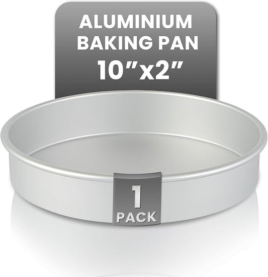 Restaurantware-Met Lux 10 x 2 Inch Straight-Sided Baking Tin, 1 Round Cake Pan - Oven-Ready, Freezable, Anodized Aluminum Round Baking Pan, Greaseproof, For Layer Birthday Cake