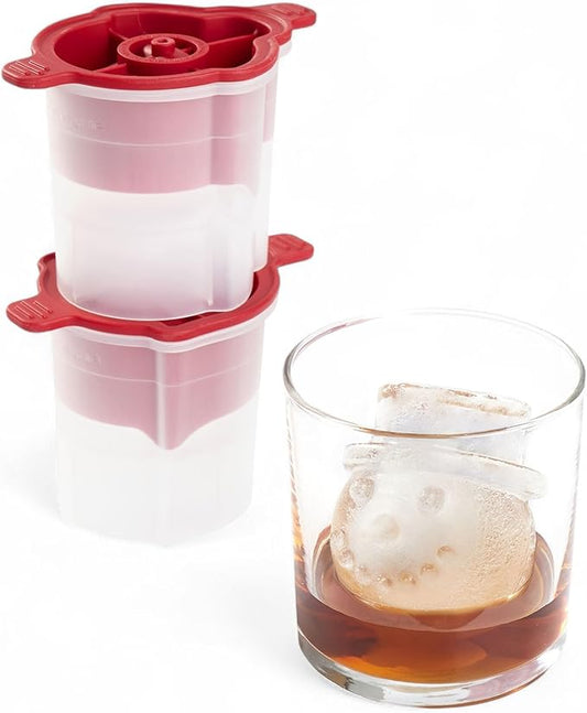 Tovolo Snowman Ice Mold with Top Hats Set of 2 Holiday Sphere Ice Makers for Cocktails, Festive Ice Cube Mold Christmas Stocking Stuffer for Adults, BPA Free Silicone Dishwasher Safe Ice Molds