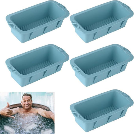 5Pcs Extra Large Ice Block Mold, Silicone Ice Block Molds for Ice Bath Tub, Big Ice Cube Molds for Ice Bath, Nordic Blue Ice Maker for Cold Plunge or Coolers, Ice Tray Accessories for Ice Bath Chiller