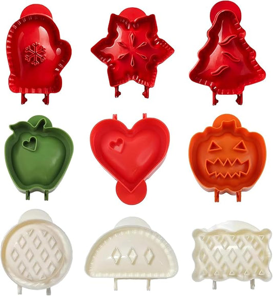9PCS Mini Hand Pie Molds,Party Potluck Hand Pie Molds for Baking,Fits All Kinds of Festivals and Parties (9PCS-B)