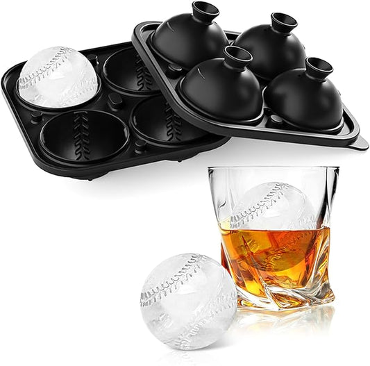 Baseball Ice Cube Mold 2.1 Inch Large Silicone Baseball Ice Cube Molds Fun Shapes Craft Sphere Ice Molds Novelty Christmas Gifts Stuff for Men Women Cocktails, Bourbon, Brandy, Whiskey(1, Baseball)