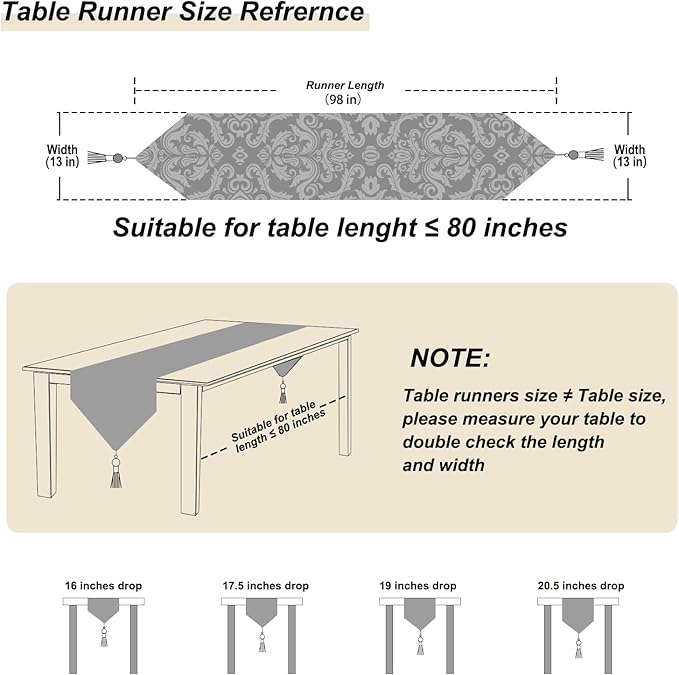 Table Runner, Dark Brown Chenille Floral, 13 x 98 Inch