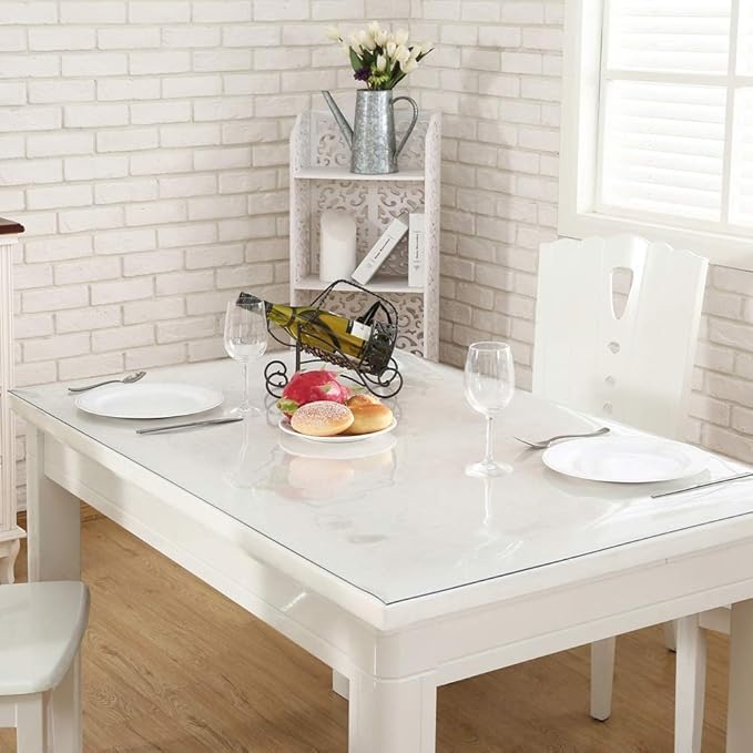 NECAUX Custom 20 x 52 Inch Clear Table Cover Protector, 1.5mm Thick Plastic Heavy Duty Table Pad Desk Mat Desk Protector for Office Computer Writing Desk, Sofa Table, Media Stand, Coffee Table