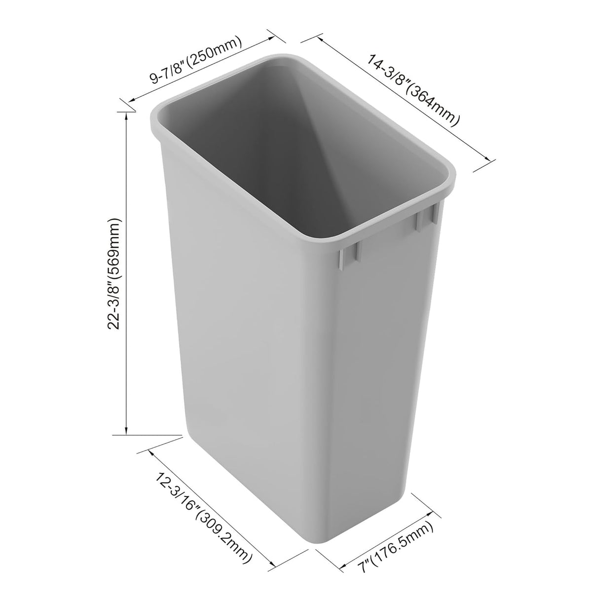 Dowell 50QT Wastebasket Trash Container, 13Gal, Plastic, Stackable, – detail