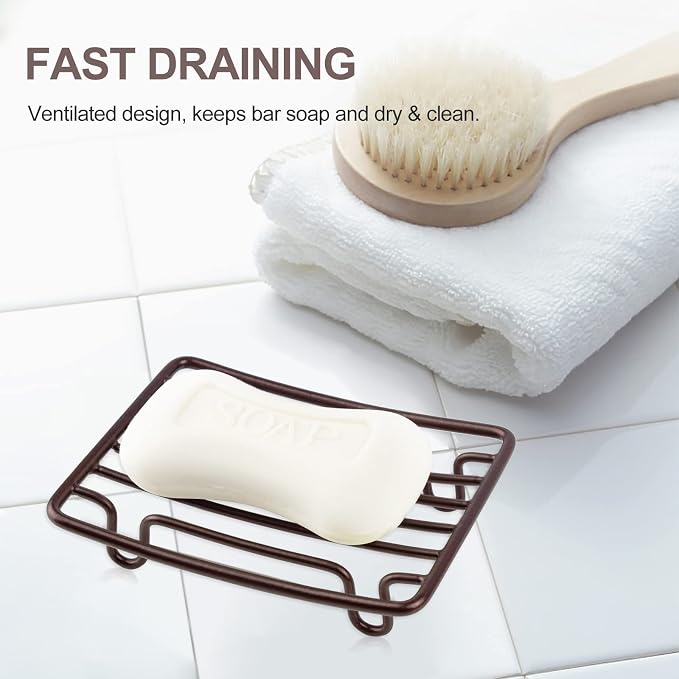 Soap Dish Holder Stainless Steel Self-Draining Bronze 2-Pack