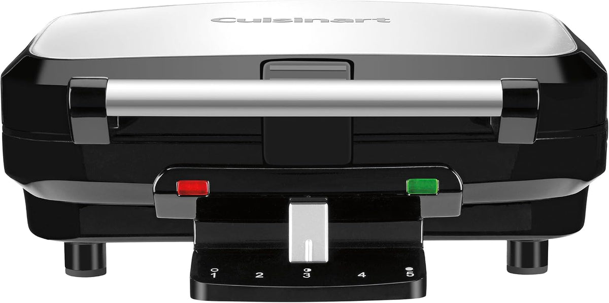 Belgian Waffle Maker, Stainless Steel, 4-Slice Square – close-up
