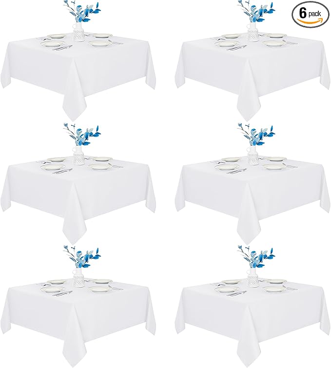 Tablecloths 6-Pack White Square Polyester, 70 x 70 Inch