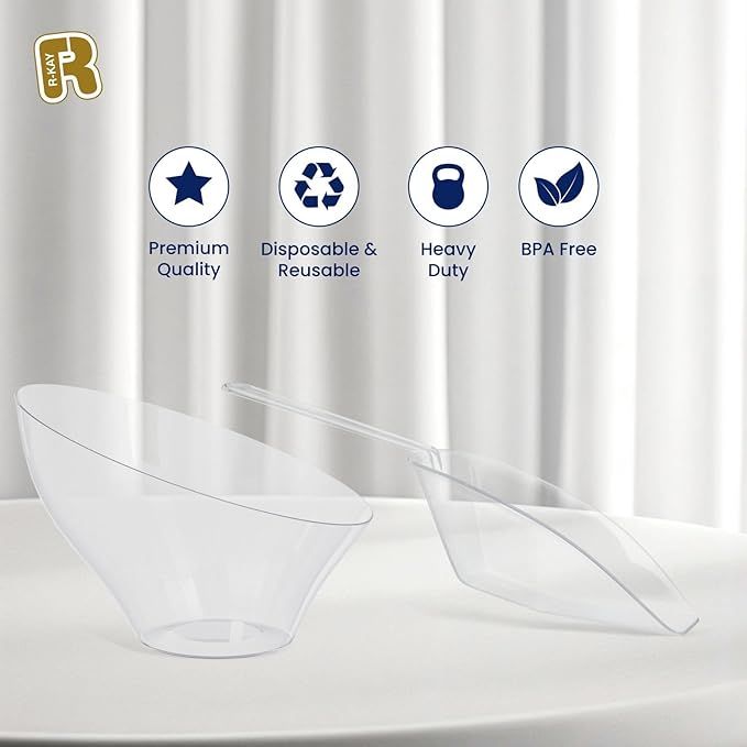 Serving Bowls 16-Pack Clear Plastic Candy Set with Scoops, 6.5 Inch