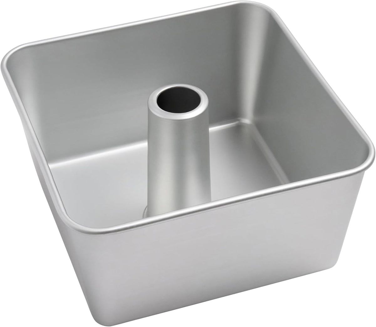 One-Piece Square Tube Cake Pan, 18 Cup, Anodized Aluminum, 9 x 9 x 4.5