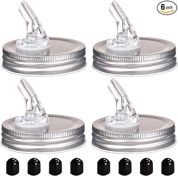 Mason Jar Pour Spouts. free flow Mason Jar Pour Spouts, mason jar for spout regular mouth size 70mm dispenser germination cover. Suitable for any liquid. Leak-Proof 4-Pack + 8 Lid Caps (silver color)